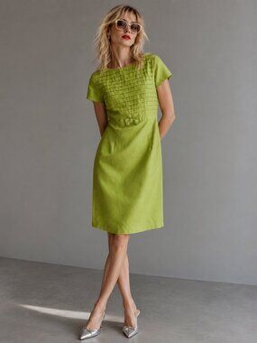 Talbots 8 Silk Sheath Dress Fully Lined Apple Green Dopamine Style Y2K